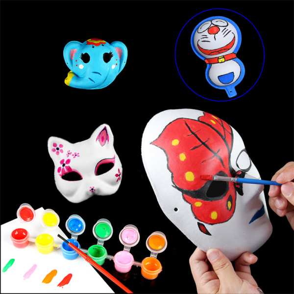 Barnmask Vit Handmålad Pappmask Barnmålning Mask Vit Embryo Färgningsmask Zorro Zorro