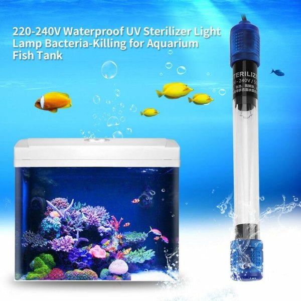 7W 220V Rund Akvarielampe Fisketank Steriliseringslampe Vedlikehold Akvarium Vannbehandling, Landskapsbelysning for Akvarium