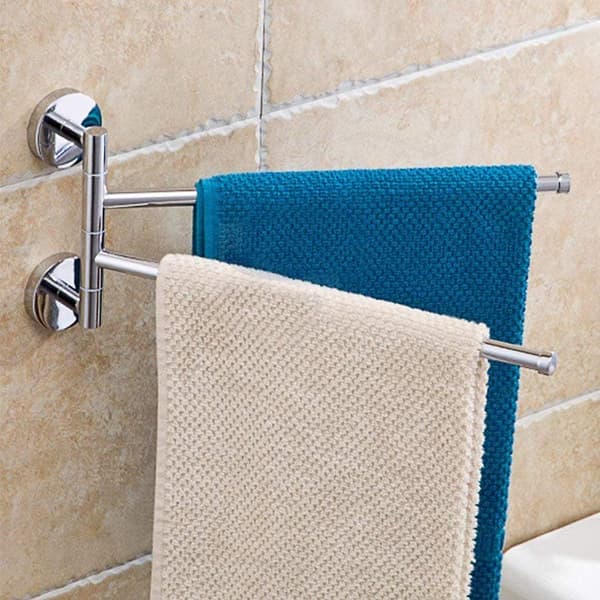 Rustfrit krom håndklædeholder til vægmontering, roterende håndklædeholder til køkken, badeværelse og toilet