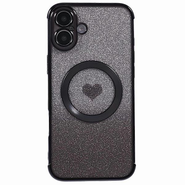 Gradient Sparkle TPU-telefoncover til iPhone 16 Plus, kompatibelt med MagSafe - Sort
