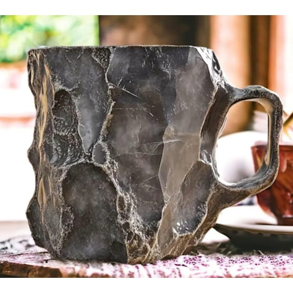 Mineral krystall kaffekopp, flerfarget kaffekopp med håndtak, elegant krystallgave til hjemmet og kontoret grey