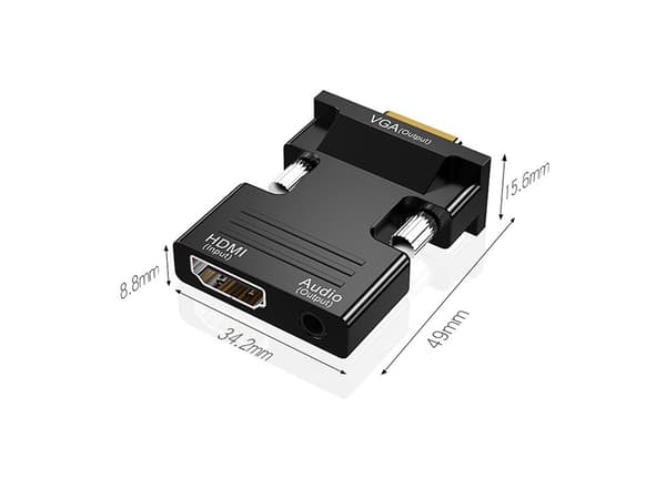 HDMI til VGA Adapter med 3.5mm AUX