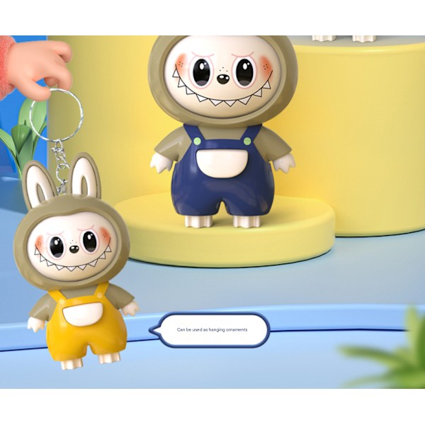 Labubu ansigtsskiftende nøglering bobblehead dukke tryk for at skifte ansigt dekompressionsdukke vedhæng trendy leg Blind Box