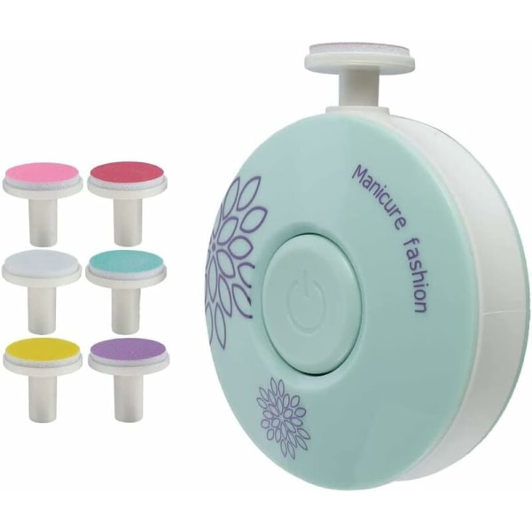 Mintgrön [6 sliphuvuden] Engelsk version Elektrisk Nail Art Utrustning Barn Baby Safety Nagelklippare Nail Art Suitab