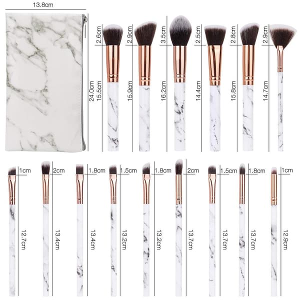 15 stk. Makeupbørster Foundation Brush Set med Kosmetikpose