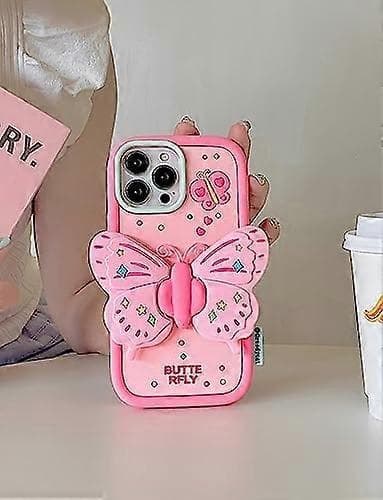Pink Butterfly Telefoncover Kompatibelt med iPhone 14 Pro Max