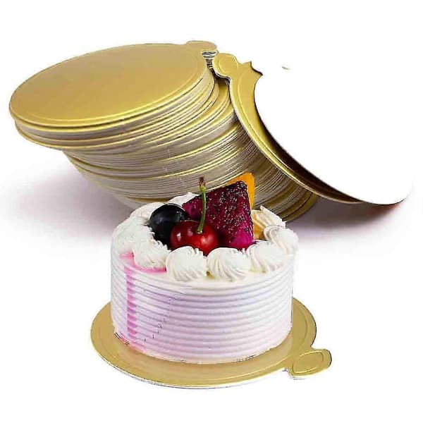 Mini Rund Gullfarget Pappkakebunn, Moussekakeplate, 100 Stykker Kake Papirplate Rund Papp