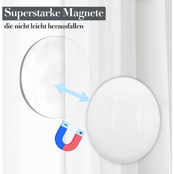10-pak stærke magnetiske bruseforhængsvægte, runde magnetiske gardinvægte for at forhindre gardinpudring i at blafre i vinden white