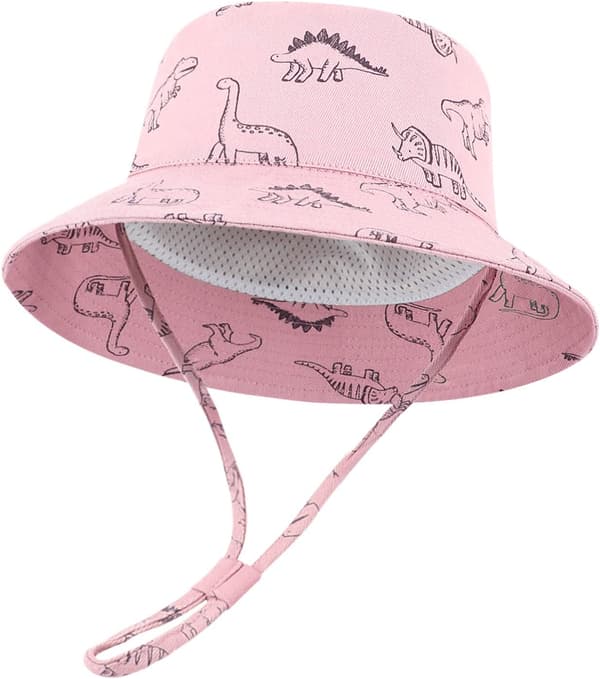 Barn solhatt UPF 50+ solskydd vikbar rem justerbar hakrem Rosado 6-12 meses