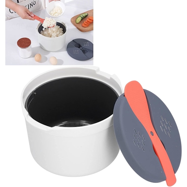 Mikrovågsugns Riskokare, 2L Risångare & Pastakokare med Sil, 2-Lagers Mikrovågsugns Grönsaksångare Non-stick (Orange) Orange