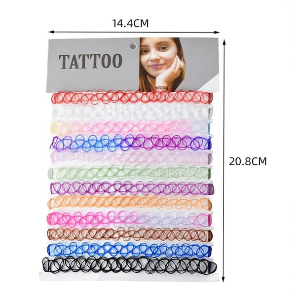 12-pak Choker Halskæde - One size Sort