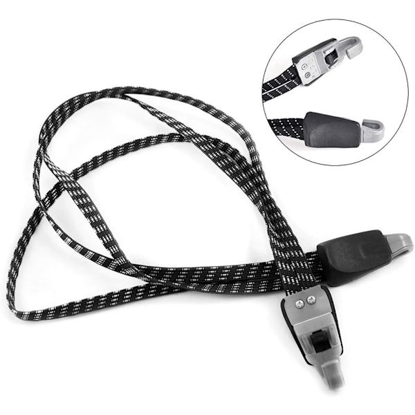 2 stk. 3 i 1 Multifunktionel Elastisk Fastgørelsesreb med Krog (68 cm)