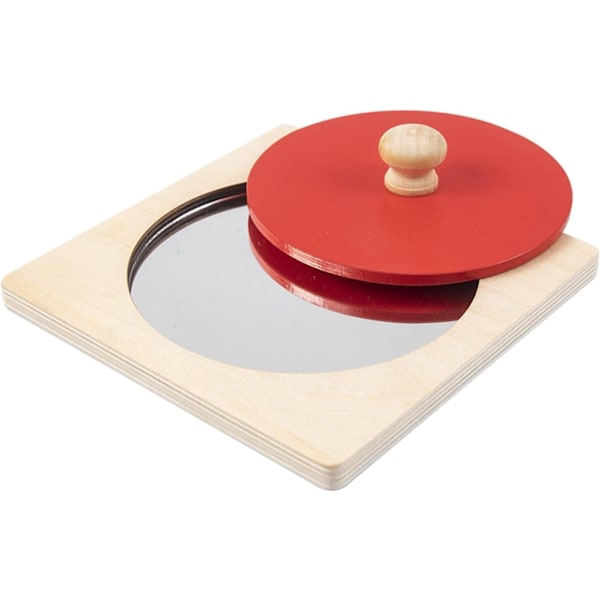 Montessori Spegel, Spegelknapp-Pussel Leksaker, Runda Todd Leksaker i Geometrisk Form Tidiga Utbildningsartiklar Red