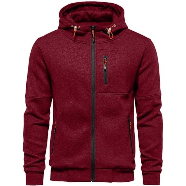 Herrar Hoodies Sweatshirt Zip Up Lätta Jackor Red XXL