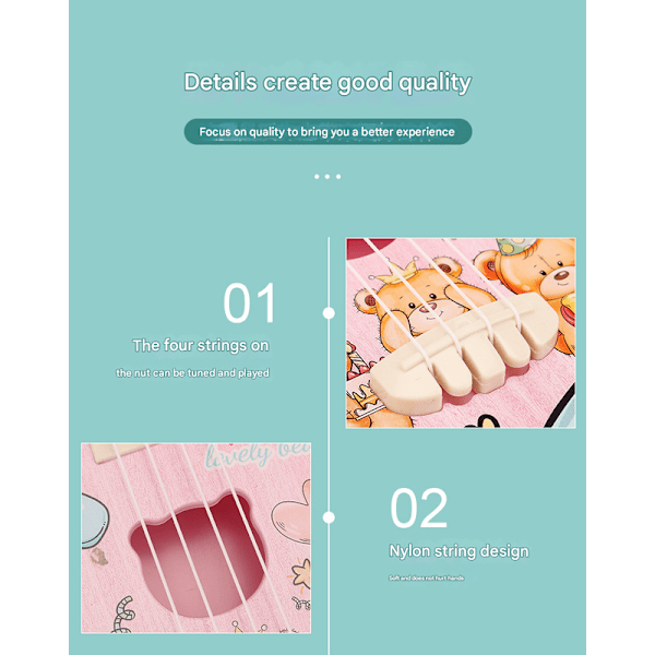 Barn Ukulele Cartoon Dinosaur Gitarr Leksak Musikinstrument Gränsöverskridande Tidig Utbildning Upplysning Musik Leksak Cat