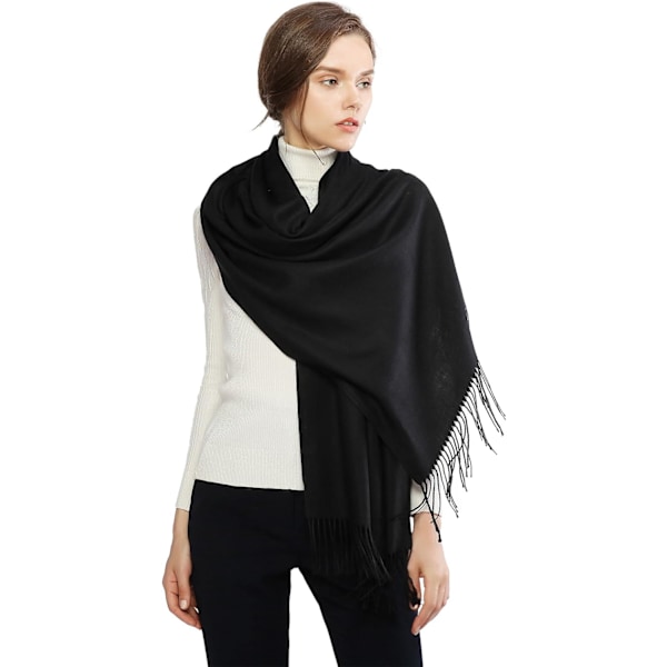 Dames Sjal Pashmina Sjal og Wraps for Bryllup Sjal for Kvinner Vinter Black