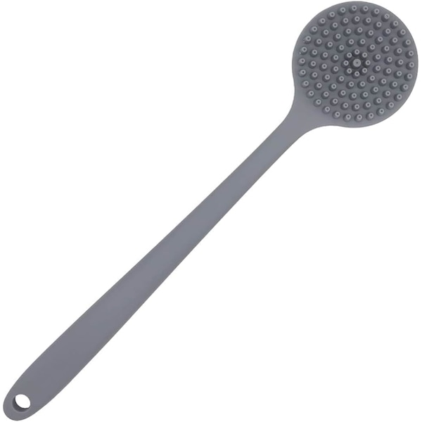 Silikoniselkäharja suihkuun ja kylpyyn, pitkällä kahvalla (harmaa) Grey