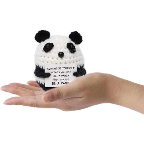 Roliga presenter Positiva Panda-presenter Söta stickade Panda med positiva ord, Positiv present till Alla hjärtans dag Födelsedag, till flickvän pojkvän
