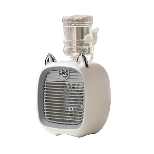 Vand Luft Konditioneringsventilator, Mini Ventilator, USB Ventilator, Bord Turbo Spray Luftfugter Køler Grå & Hvid