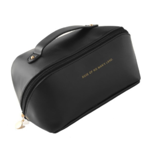 Makeup Taske/Organiser - Rejsevenlig Bærbar Makeup Opbevaringstaske Cream Black