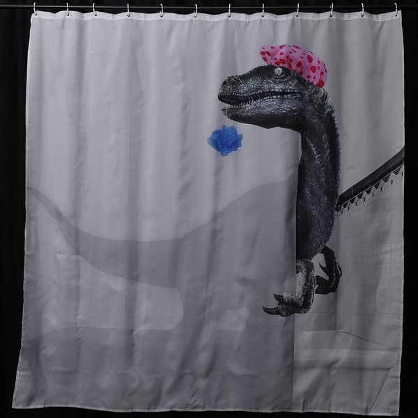 Härlig Duschdraperi med Dinosauriemotiv Vattentätt Badrumsdraperi Duschaccessoarer Baddraperi 180x180Cm.
