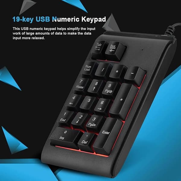 USB-ansluten numerisk tangentbord med 19 tangenter och mekanisk känsla