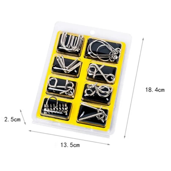Metallpussel - Pussel - Intellektuella Spel/Hjärnträning - 8-delars Set yellow