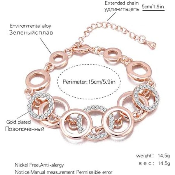 Ouran Armband Ring Kedjearmband för Kvinnor Guldpläterat Silverarmband för Flickor White