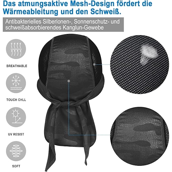 Sports Cap, Biker Bandana, Hovedtørklæde, Sommer Cap, Cykel Hat, Elastisk, Åndbar, Svedabsorberende