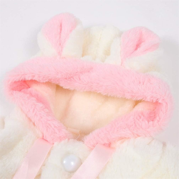 Nyfødt Spædbarn Pige Kunstpels Varm Vinter Hætte Kappe Kåbe Hoodie Frakke Jakke Tyk Varm Tøj Cardigan Ydertøj 0~36 M 6-12 Months White