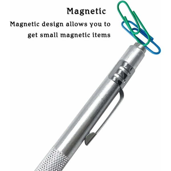 Diamantstark magnetisk märkpenna med slagnål volframstål märkningspenna (4 pennor + 4 volfram pennspetsar) vit