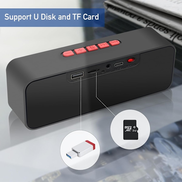 Bärbar Bluetooth-högtalare, Trådlös Bluetooth 5.0-högtalare med 3D Hi-Fi Stereo Bass, Inbyggt 1500mAh Batteri, 8-10 timmars Speltid