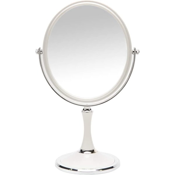 Dobbeltsidig sminkespeil (3# rundt dobbeltsidig speil (stort)) vit