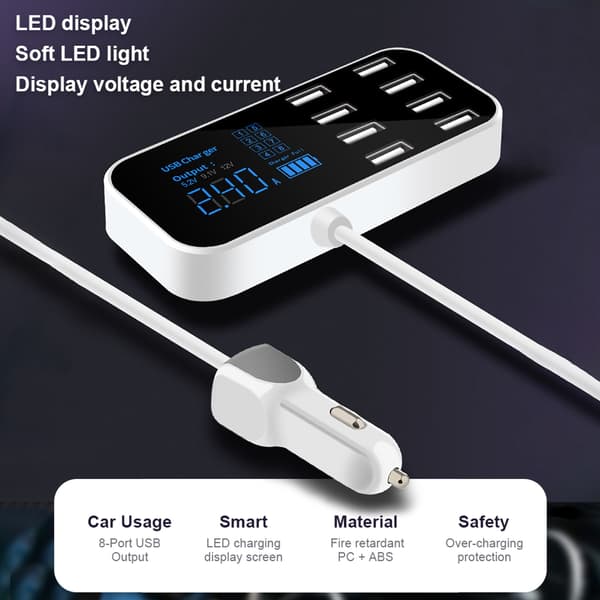 A9S Snabb Bil Laddare 8 Portar Multi USB Telefon Laddare USB Hub