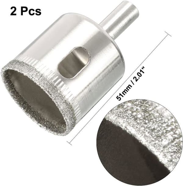2 stk. diamant kernebor hulsav til keramik marmor glas flise 30mm