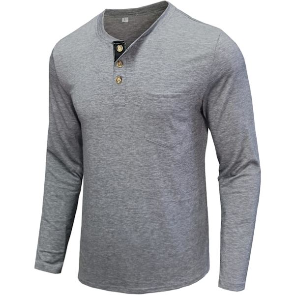 Miesten pitkähihaiset polopaidat taskulla, rennot golfpaidat Grey1 M