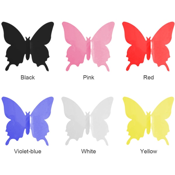 PVC Butterfly Vægklistermærke 3D lys boligdekoration (lilla PVC sommerfugl 12) vit