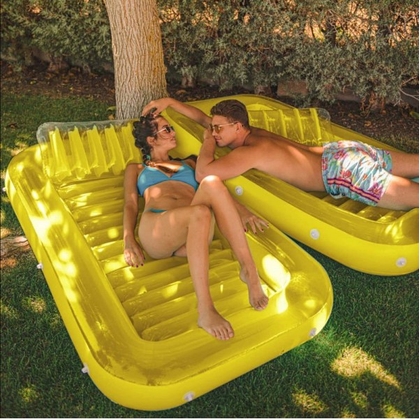 YATOUT Joy Stor Uppblåsbar Flytande Solstol för Pool, Solsäng, Uppblåsbar Solmadrass, Kan Användas Utomhus, Trädgård, Bakgård Transparent yellow