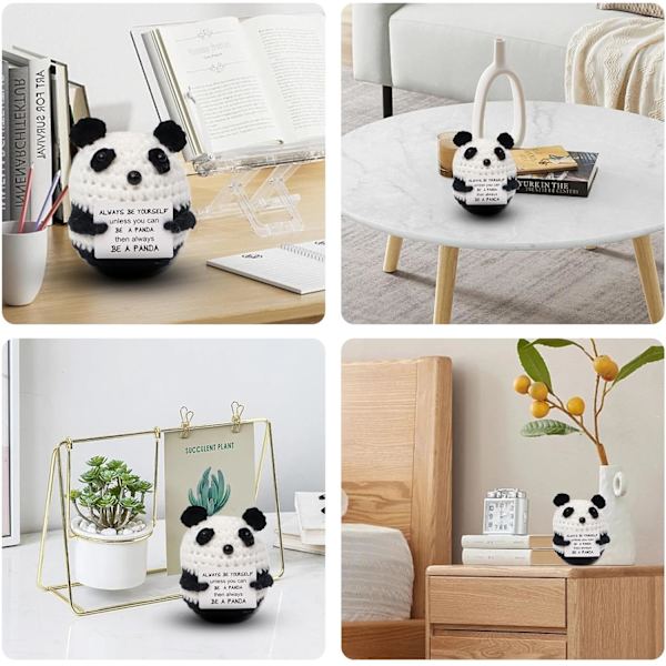 Roliga presenter Positiva Panda-presenter Söta stickade Panda med positiva ord, Positiv present till Alla hjärtans dag Födelsedag, till flickvän pojkvän