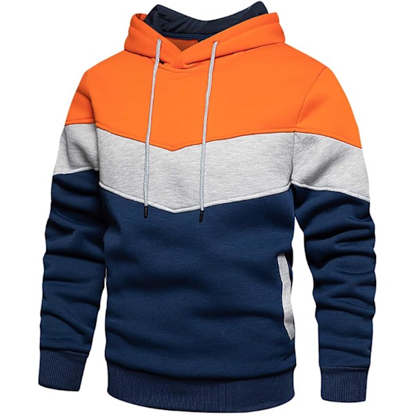 Herre Nyhed Farveblok Hoodies Hyggelig Sport Outwear Orange Blue S