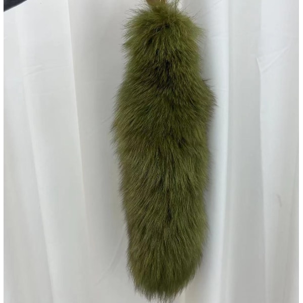 Plush räv svans Nyckelring Pälsdjur Svans Nyckelring Nyckelring 40cm Djur Svans Grön green