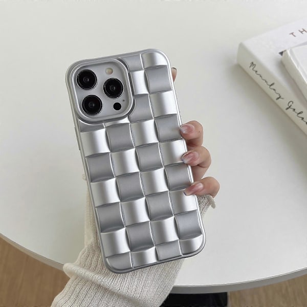 For iPhone 11 Pro Max 3D Cube Weave Texture Hudfølelse Telefondeksel