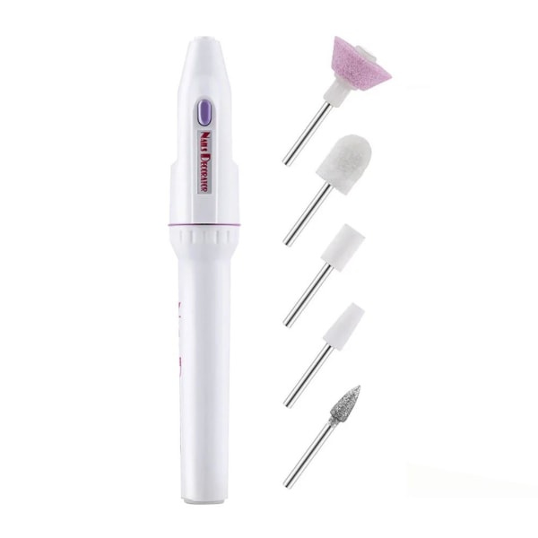 Elektrisk nagelfil - 5x huvuden vit