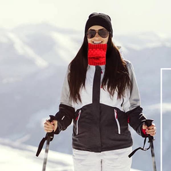 Ullskjerf, allsidig plysjskjerf, ensfarget pullover, tykt varmt skjerf, rød