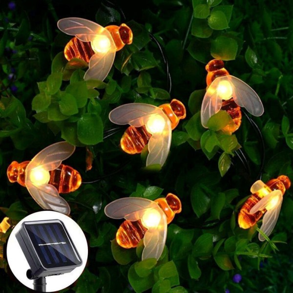 led solar ljusslinga Utomhus trädgård varmvit 6,5 m 30 ljus 【8-läges solcellsmodell 】 vit