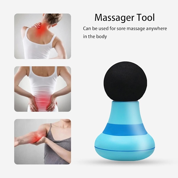 Mini Massager Bärbar Fickmassager Stöd för Kvinna USB Laddning 6 Hastighets Vibrationsläge Blue