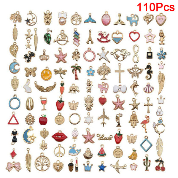 Eläin- ja kukkasekoitusriipus DIY-rannekoru B: 110Pcs
