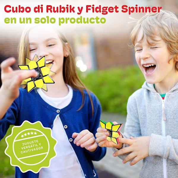 Magisk terning, spinner og fidget spinner i én, 3x3x1 puslespil til børn og voksne - Ideelt pædagogisk legetøj