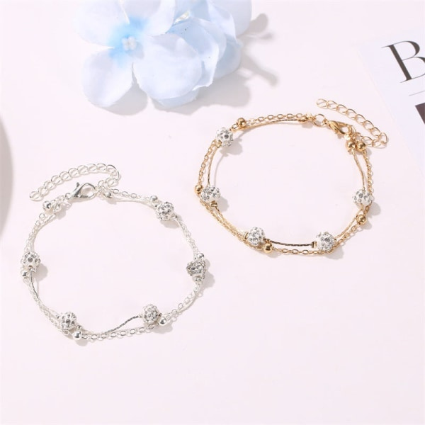 Anklets Anklets Chain Barefoot Beach Foot Jewelry Fashion Double Layer Crystal Multilayer Simplicity Gold Gold