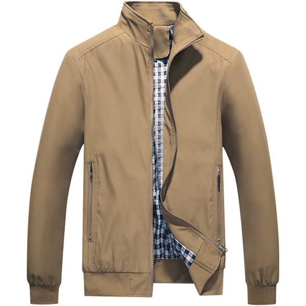 Herre Sommer Bomber Jakker Casual Letvægts Vindjakke Sports Jakke Cargo Ydertøj M Khaki